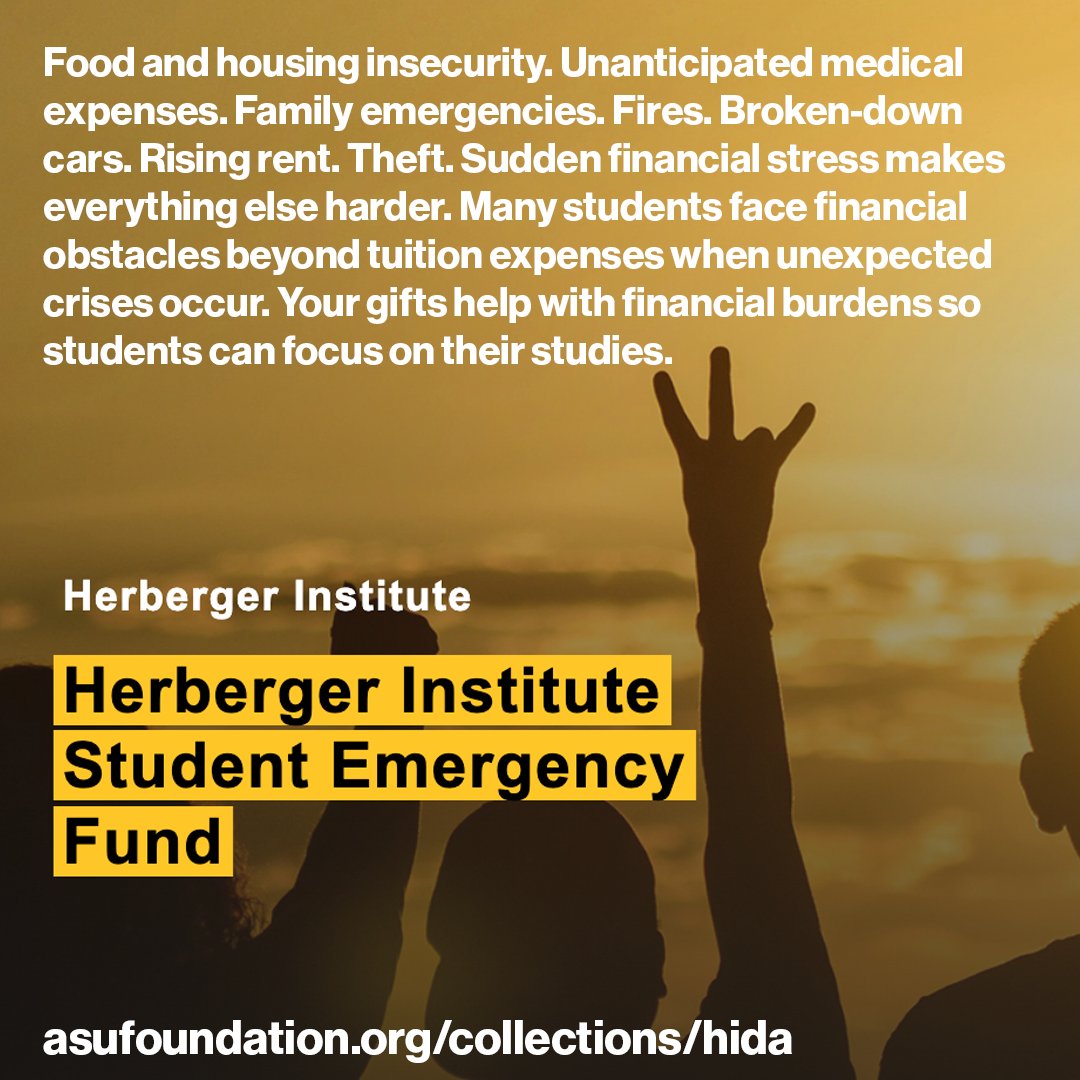 gameschoolasu's tweet photo. Help ASU Herberger students overcome unexpected financial hardships! The Student Emergency Fund ensures they can stay focused on their education. Every donation counts.
Learn more and give today: https://t.co/3E1oy4oyXl
#ArizonaStateUniversity #SupportArtists #StudentFund https://t.co/d8kIPO4x7z