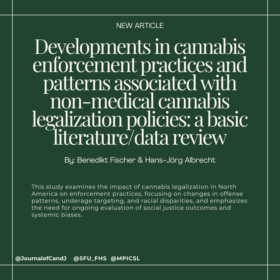 Has cannabis legalization impacted social justice efforts?

Read the full article at the Journal of Crime and Justice: rb.gy/h92f6q
