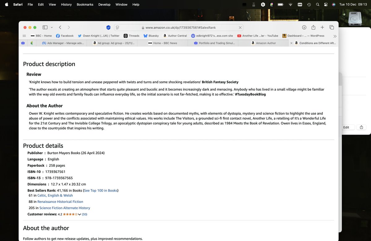 My latest novel, Conditions Are Different After Dark, is still performing well in the Amazon charts! Both the paperback and Kindle versions are currently on offer. #AlternativeHistory #ContemporaryHorror #CrimeFiction #Conspiracy #DarkFiction #Folklore #Mystery #Thriller #Curse