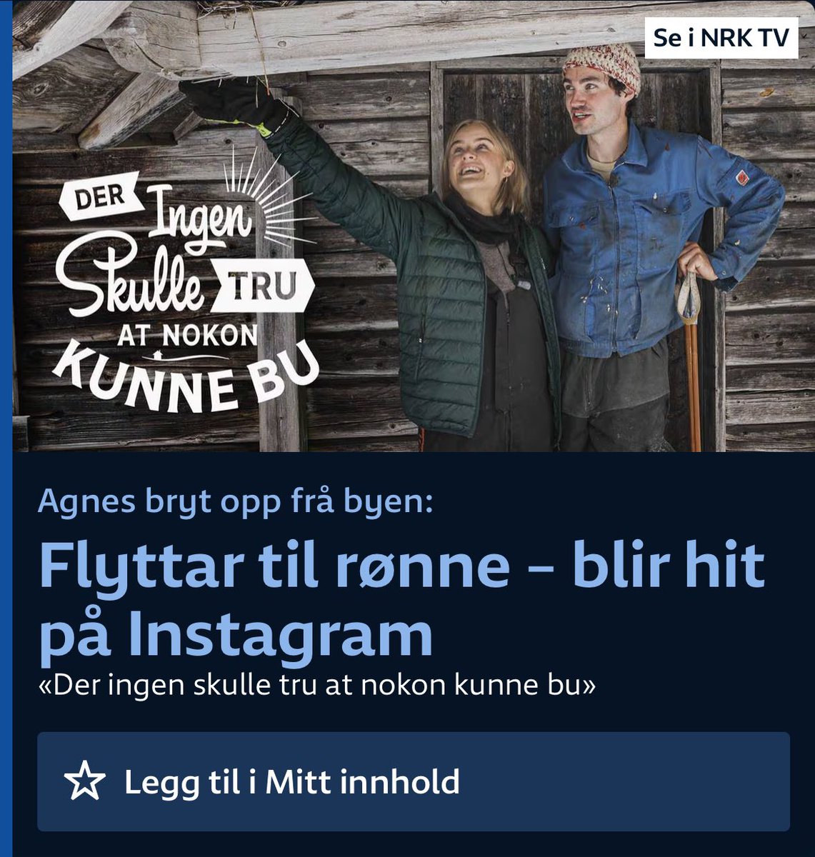 jeg skal gå luigi mangione på den som beslutta at disse vanlife insta vi pusser opp finne seg sjæl ekle-bytrynene skulle få være med å besudle verdens beste programserie 

oddgeir bruaset WOULD NEVER