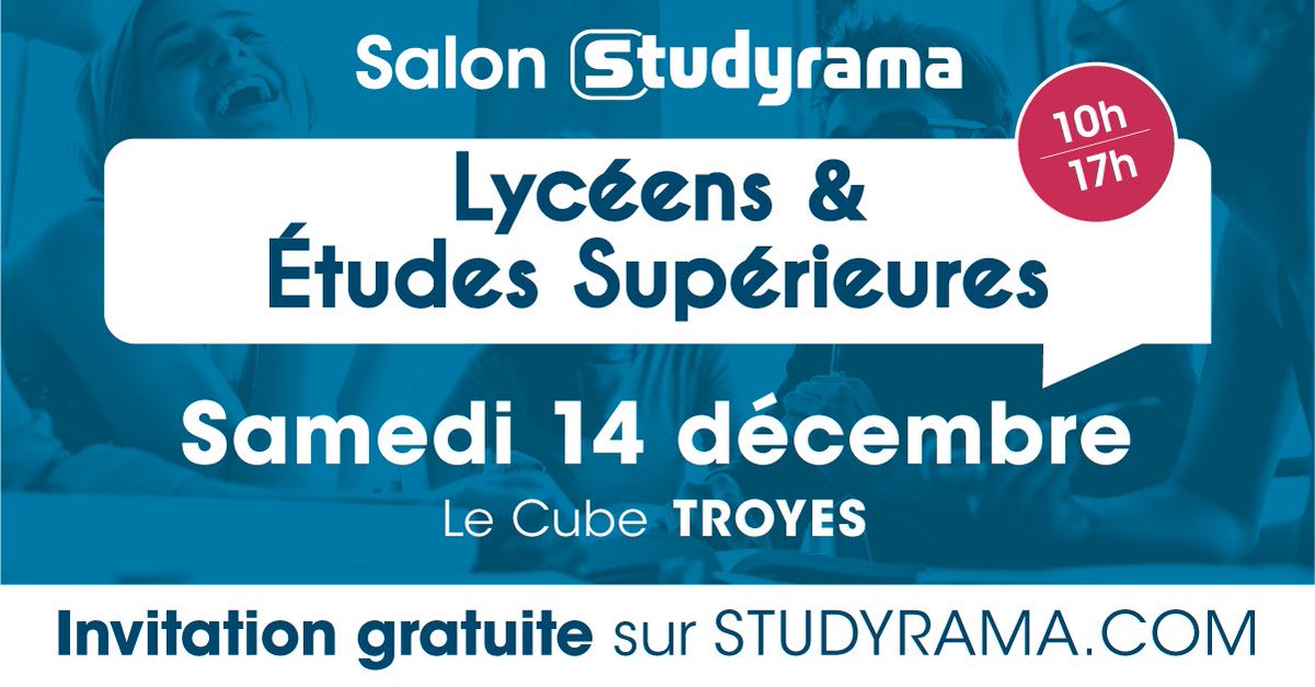 Studyrama (@studyrama) on Twitter photo Samedi 14 décembre à Troyes venez échanger avec les nombreux établissements présents <a href="/NEOMAbs/">NEOMA Business School</a> <a href="/SCBS_edu/">SCBS</a> @imt_bs <a href="/Polytechnique/">École polytechnique</a> <a href="/epf_ingenieurs/">EPF Engineering School</a> <a href="/estp_officiel/">ESTP</a> <a href="/UTTroyes/">UTT à Troyes</a> @Groupe_ESEO …et participez aux conférences Parcoursup et études Samedi 14 décembre à Troyes venez échanger avec les nombreux établissements présents <a href="/NEOMAbs/">NEOMA Business School</a> <a href="/SCBS_edu/">SCBS</a> @imt_bs <a href="/Polytechnique/">École polytechnique</a> <a href="/epf_ingenieurs/">EPF Engineering School</a> <a href="/estp_officiel/">ESTP</a> <a href="/UTTroyes/">UTT à Troyes</a> @Groupe_ESEO …et participez aux conférences Parcoursup et études