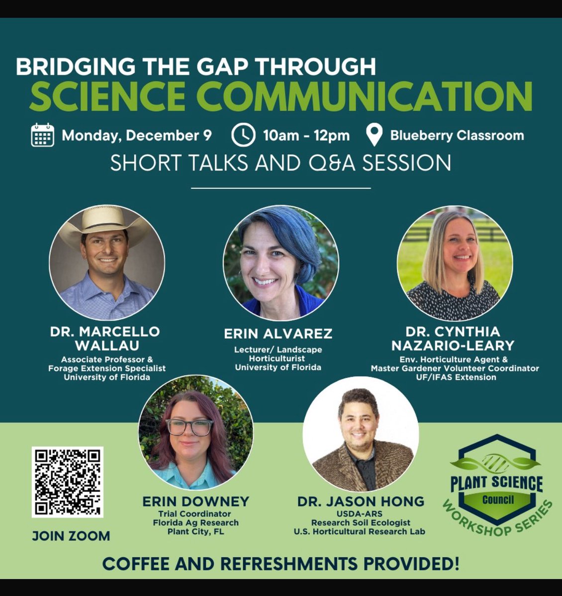 Habib Akinmade (@bibakinmade) on Twitter photo Yesterday, I had the privilege of co-moderating the "Bridging the Gap Through Science Communication" workshop, hosted by the <a href="/UFPlants/">Plant Science Council at UF</a>. Panelists shared useful knowledge on how to communicate complex scientific findings to non-specialist audiences.
I enjoyed every bit of it! Yesterday, I had the privilege of co-moderating the "Bridging the Gap Through Science Communication" workshop, hosted by the <a href="/UFPlants/">Plant Science Council at UF</a>. Panelists shared useful knowledge on how to communicate complex scientific findings to non-specialist audiences.
I enjoyed every bit of it!