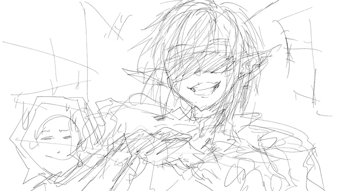 アニメ調で描いたら絶対に吹き出しで呆れてる別キャラセットだよな、と思う自機。 