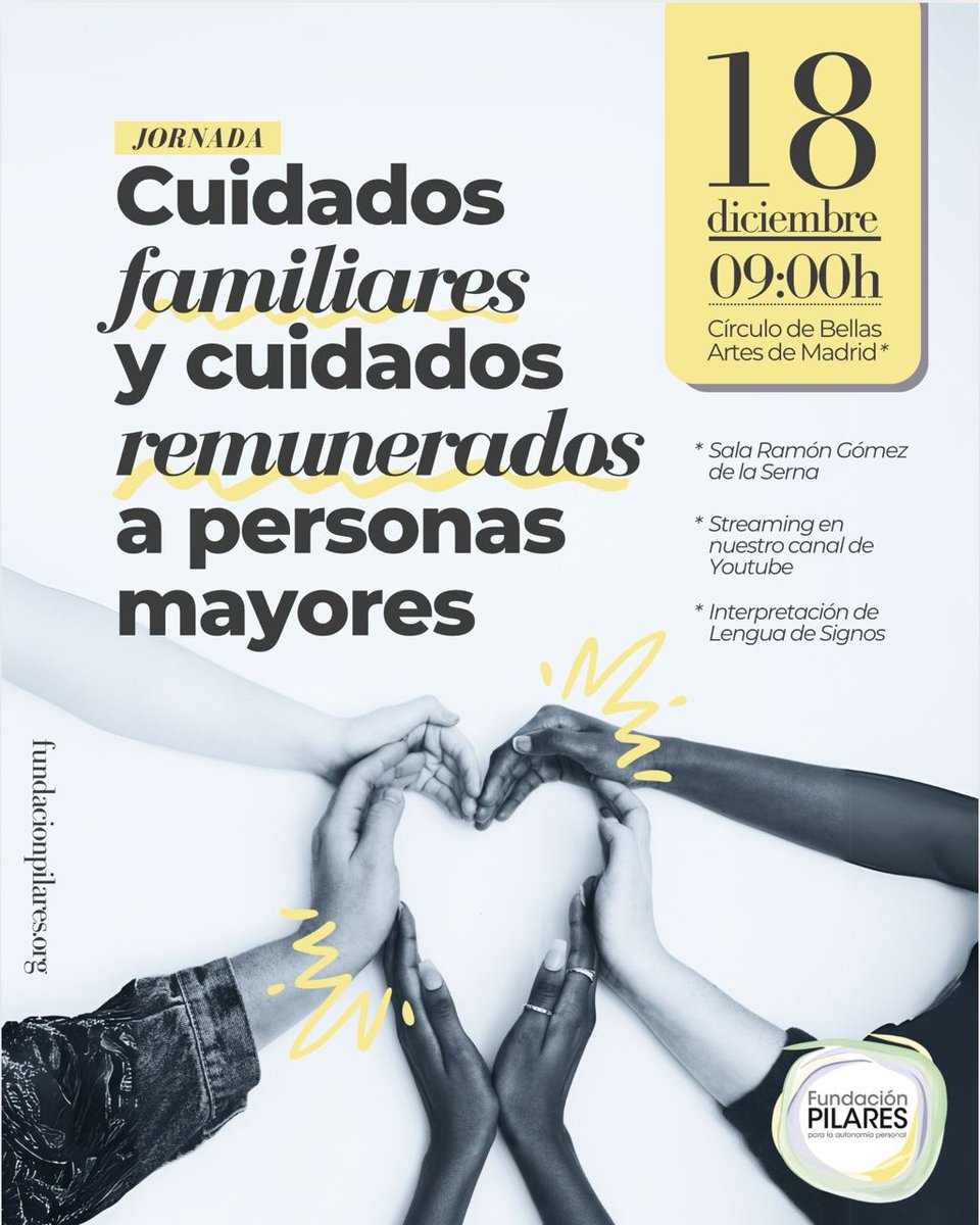 FPilares's tweet photo. ¡No te pierdas la jornada 'Cuidados familiares y cuidados remunerados a personas mayores'! Un evento en el presentaremos el último estudio de la @FPilares.
🗓️ El día 18 de diciembre a las 9:00h en el @cbamadrid.
Inscríbete aquí 👉 https://t.co/sOyrALTNAG https://t.co/RjSobfiEah