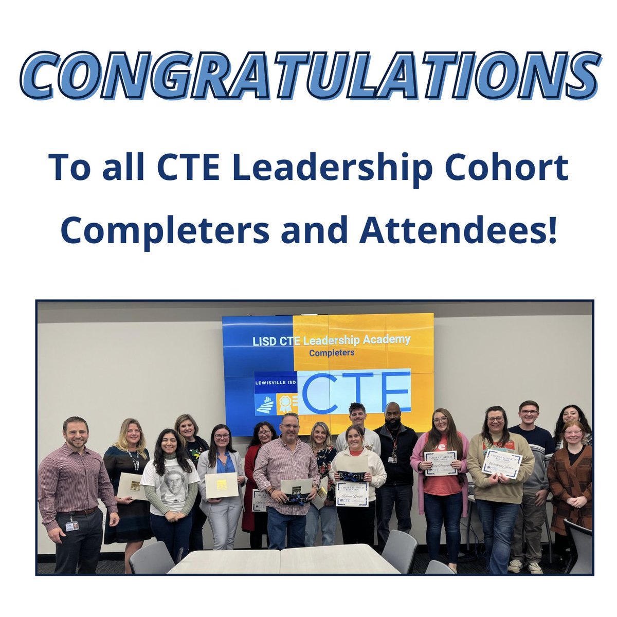 lisdcte's tweet photo. The 4th and final session of the CTE Leadership Academy Cohort dove into Federal v State funding &amp; celebrated all cohort Completers and attendees. #discoveryourfuture #everyONE #CTErowstogether @lisdcte @lewisvilleisd https://t.co/NHNIPZc6iV