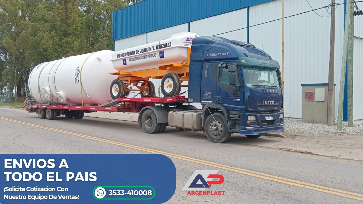 ArgenplastSRL's tweet photo. Tanques y equipos de riego que recorren todo el país para llegar a tu proyecto, Desde nuestra fábrica hasta tu puerta, llevamos soluciones a toda Argentina. 🇦🇷🚚🔵🔴

#tanquesverticales #riegos #riegoparacomunas #PRFV #Fliament #FilamentWinding #FRP #Tanquesregadores #Envios https://t.co/escs7fUmw5