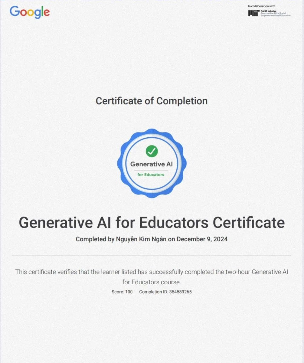 🎓Never stop learning! Just completed the "Generative AI for Educators" course by Google. This course provided valuable insights and practical skills on how to leverage AI tools in teaching, learning. Excited to apply this new knowledge to my work!  #GenAI #Google #AIforEducation
