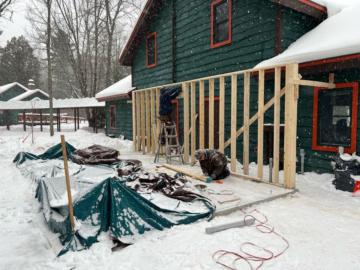 Today we were finally able to start framing the new dish room for our Lake View Retreat Center!