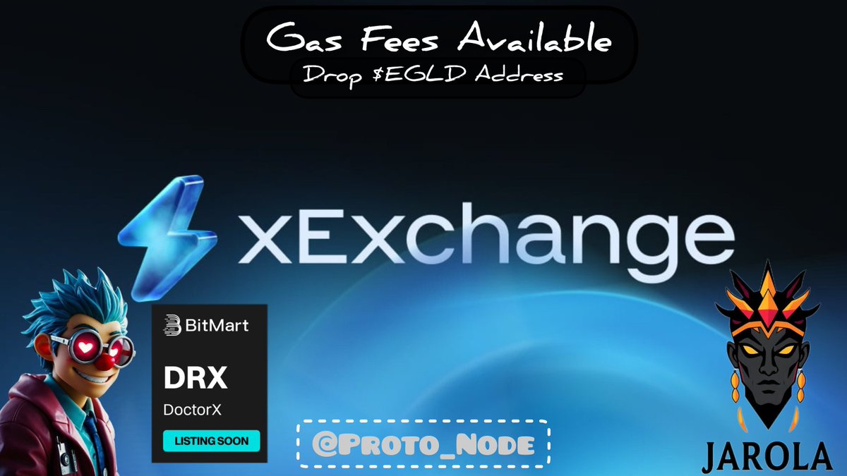 🚨 Listing Alert 

$DRX  gets listed on <a href="/xExchangeApp/">xExchange ⚡</a>!

<a href="/BitMartExchange/">BitMart</a> will officially list $DRX 

📈Spot Trading Begins: December 17, 10:00 AM (UTC)

Remainder 17 Dec 2024⏰

Need Gas fees to trade $DRX?

Drop your wallet Address for gas fees👇

🔹Follow @Proto_Node
🔹Repost🔁