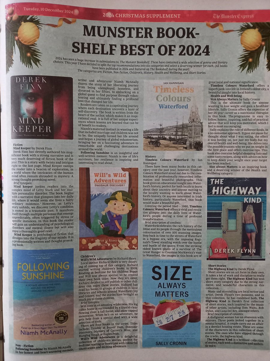 I’m delighted to say Will’s Wild Adventures has won in the Munster Express - Munster Bookshelf Best of 2024!👏

The bedtime stories have come top in the ‘children’s’ category.

Thanks to Mary Crowley and the Munster Express for choosing Will’s Wild Adventures – amazing news!🙂