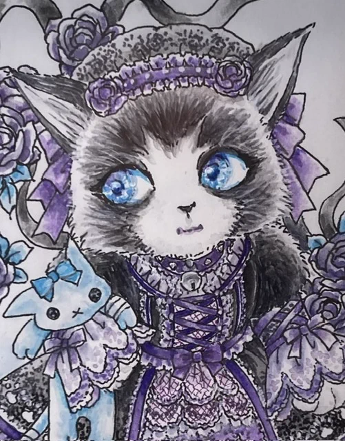 あべのハルカス9階でのねこ展の宣伝です桑田乃梨子先生高生浩子先生の出品イラスト画像です 
