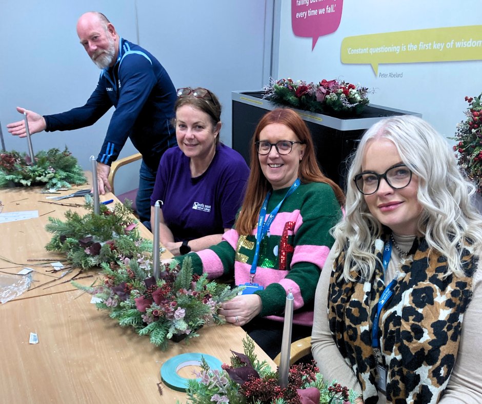 nwrc_college's tweet photo. What a wonderful workshop our staff particpated in last week with Five Oaks Floral.
Staff members were able to unleash their creativity andΒ make their own festive floral centrepieces which turned out beautifully.
Thanks to all who came along!
#FloralWorkshop #NWRC #TeamBuilding https://t.co/wQNZauhjM8