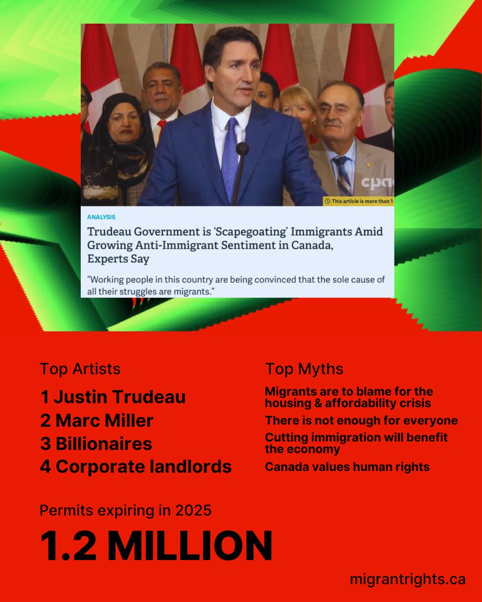 MIGRANT JUSTICE 2024 WRAPPED: Promises made, promises broken as <a href="/JustinTrudeau/">Justin Trudeau</a> and <a href="/MarcMillerVM/">Marc Miller ᐅᑭᒫᐃᐧᐅᓃᐸᐄᐧᐤᐃᔨᐣ</a> changed their tune. Racism and migrant scapegoating were given a lot of play.

It’s time for #StatusForAll ➡️ migrantrights.ca/rightsnotcuts