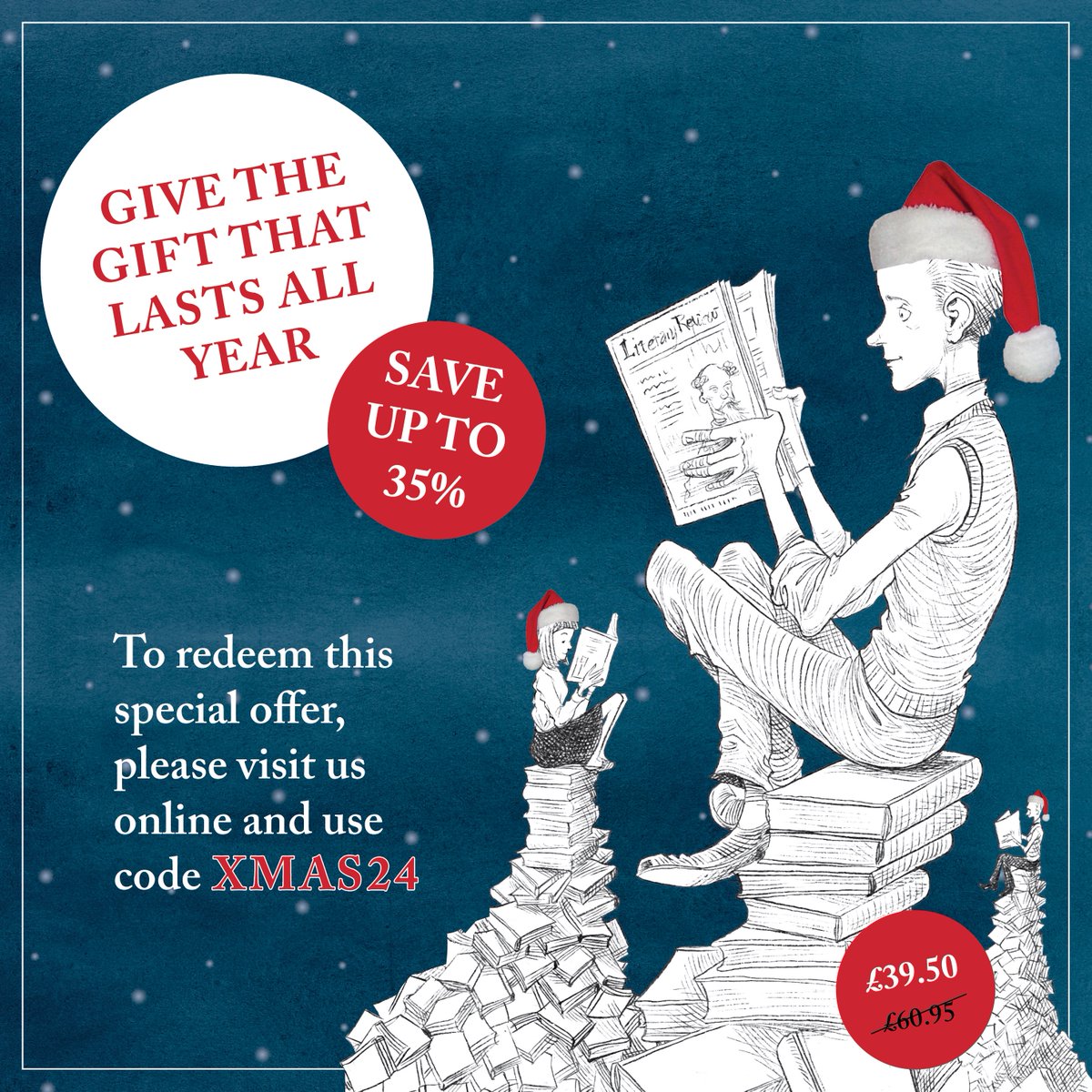 Give the gift that lasts all year with a subscription to Literary Review. Save up to 35% on the cover price when you visit us at literaryreview.co.uk/subscribe and enter the code 'XMAS24'