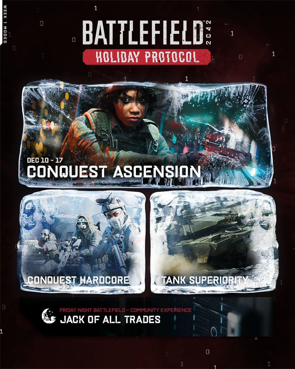 The Holiday Protocol is back in full effect in #Battlefield 2042 🎄

Gain the upper hand by earning Ascension Points to purchase vehicles in Conquest Ascension. Could be the present your team needs! 🎁