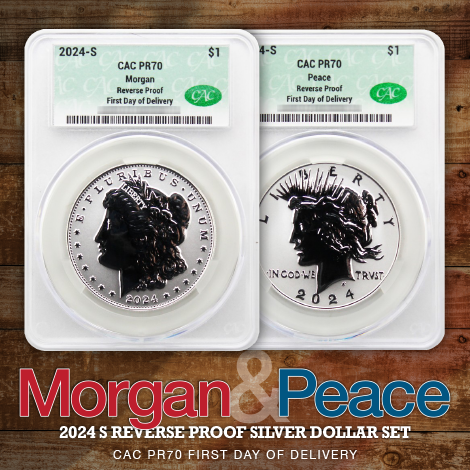 TheCoinVault's tweet image. 2024 Reverse Proof Morgan &amp;amp; Peace Dollars are available in CAC! Get yours with a PERFECT PR70 designation with the First Day of Delivery notation! SHOP NOW: bit.ly/3D9igmZ

#ReverseProof #MorganDollar #PeaceDollar #CAC #Silver #TheCoinVault