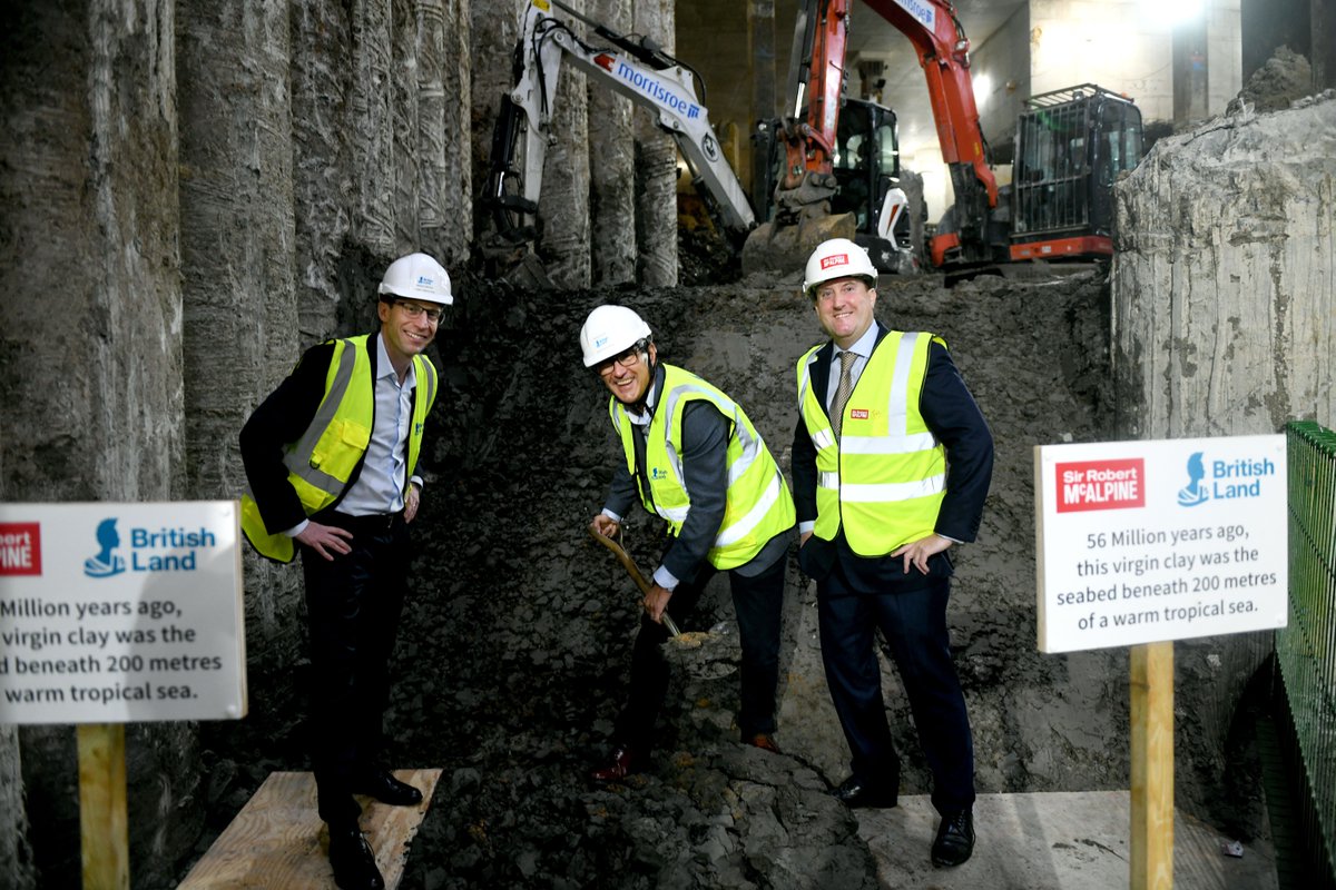 WeAreMcAlpine's tweet photo. Congratulations to the 2 Finsbury Avenue project team on reaching the lowest point of the dig, a milestone celebrated with a bottoming out ceremony 50m below ground on 56 million y-o virgin clay๐ https://t.co/x96MX7YYzd
#CommitAndCollaborate @WeAreMcalpine @BritishLandPLC https://t.co/qgeED3BgGY