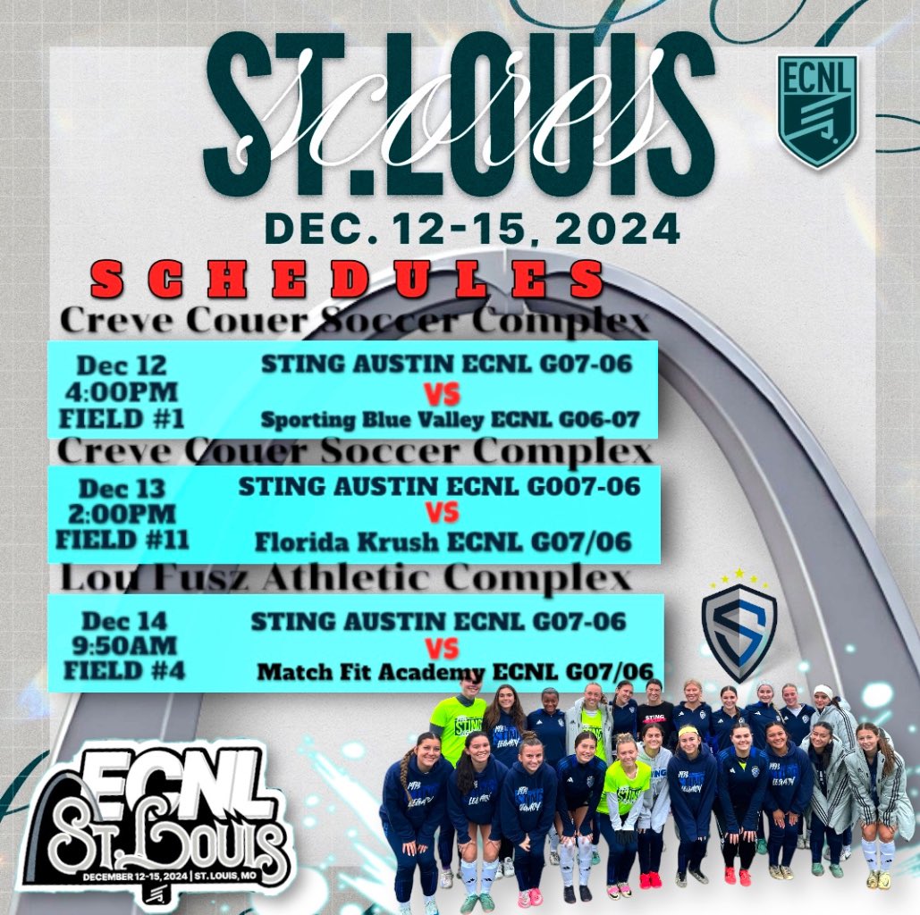 StingAustin07_ECNL (@stingaustin07) on Twitter photo Just wanted to share our St.Louis <a href="/ECNLgirls/">ECNL Girls</a> showcase scheduleโ๏ธLooking forward to some great competition โคต๏ธโ๏ธ
<a href="/sting_austin/">Sting Austin</a> <a href="/TopDrawerSoccer/">TopDrawerSoccer</a>
<a href="/TheSoccerWire/">SoccerWire</a> <a href="/PrepSoccerTX/">Prep Soccer Texas</a> <a href="/PrepSoccer/">Prep Soccer โฝ๏ธ</a>
<a href="/ImYouthSoccer/">ECNL/GA/Recruiting/College Soccer</a>
<a href="/ImCollegeSoccer/">College Soccer Truth โข</a> Just wanted to share our St.Louis <a href="/ECNLgirls/">ECNL Girls</a> showcase scheduleโ๏ธLooking forward to some great competition โคต๏ธโ๏ธ
<a href="/sting_austin/">Sting Austin</a> <a href="/TopDrawerSoccer/">TopDrawerSoccer</a>
<a href="/TheSoccerWire/">SoccerWire</a> <a href="/PrepSoccerTX/">Prep Soccer Texas</a> <a href="/PrepSoccer/">Prep Soccer โฝ๏ธ</a>
<a href="/ImYouthSoccer/">ECNL/GA/Recruiting/College Soccer</a>
<a href="/ImCollegeSoccer/">College Soccer Truth โข</a>