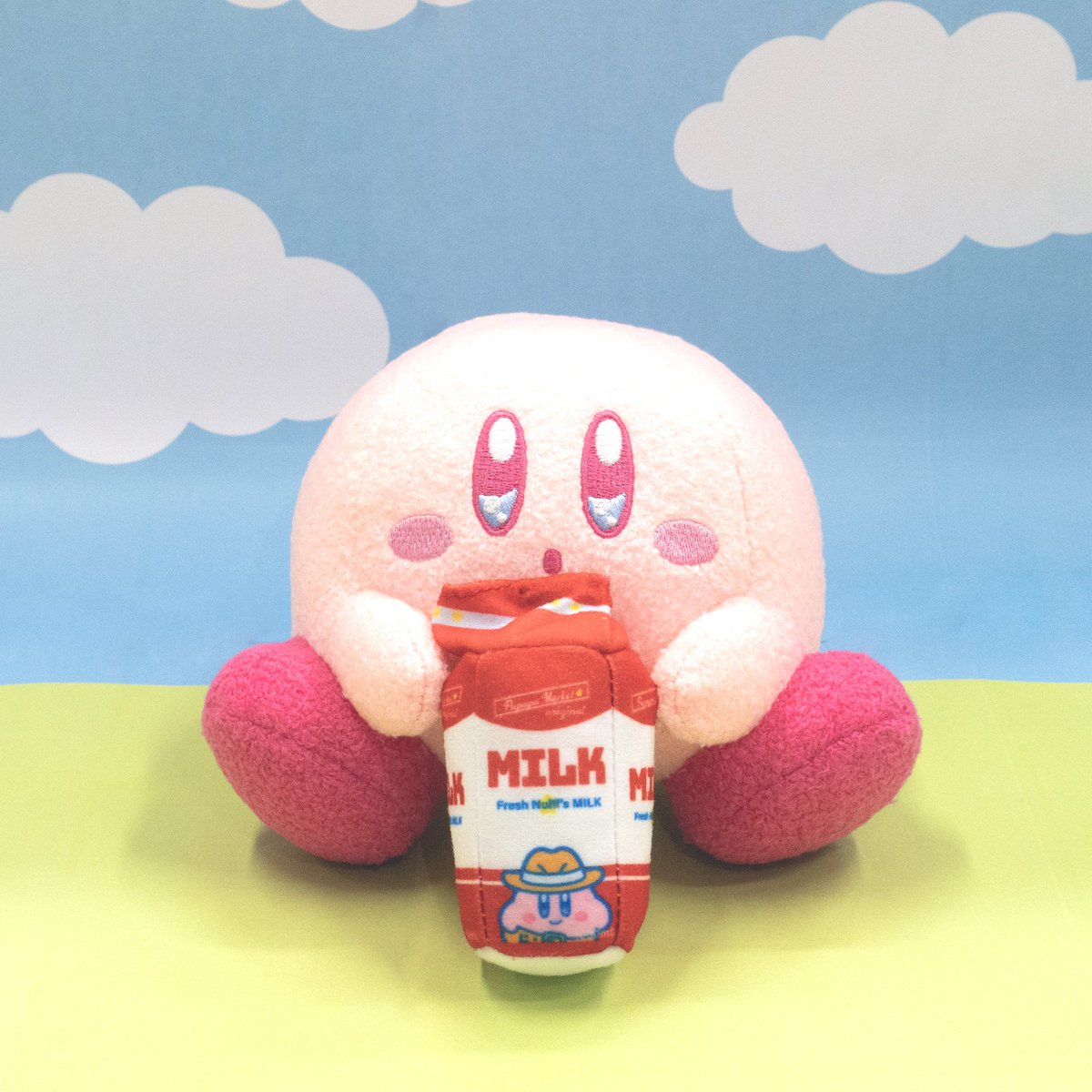 KirbyInformer's tweet photo. Kirby's Pupupu Market has posted new photos of the upcoming Kirby Milk Gulp plush!🥛 https://t.co/eAQkEavWbA
