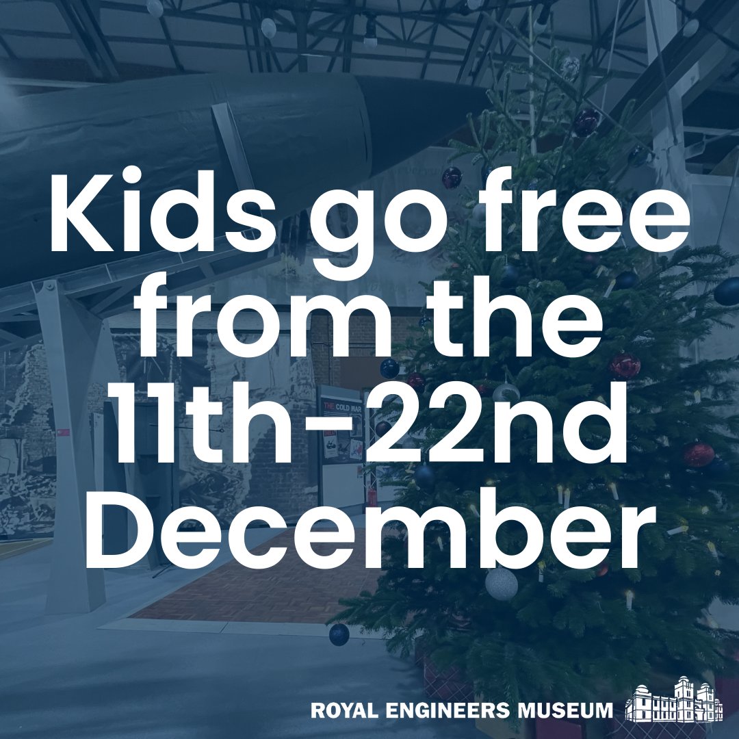 REMuseum's tweet photo. Kids go free from the 11th - 22nd December at the Royal Engineers Museum in Gillingham, Kent.

To find out how to get to us visit https://t.co/wJ4seTR1tK.

#daysoutwithkids #kidsdaysout #thingstodoinkent #visitmedway #visitkent #daysoutinmuseums #museumsinkent #remuseum https://t.co/x5mULWjmkn