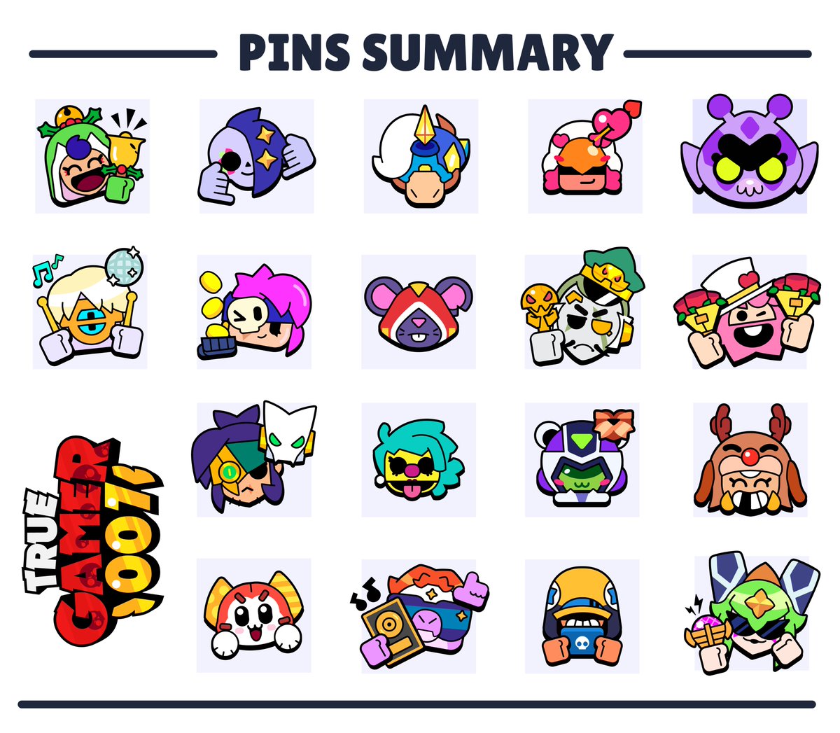 All the pins I worked on this Update! 

Which one is your Favorite? 🥰
#BrawlStars