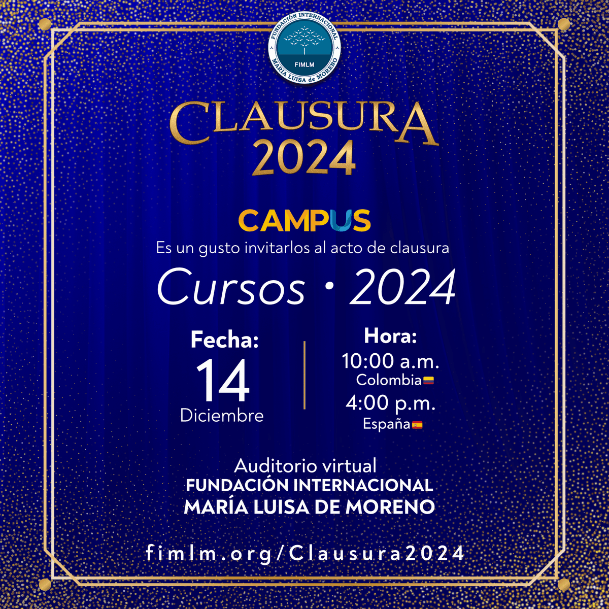 FIMLM's tweet photo. ¡Te invitamos a la clausura del #PromCampus2024! 👩🏼‍🎓👨🏻‍🎓

Nuestros estudiantes ya están listos para la culminación de este gran logro académico y ¡tú los puedes acompañar!

🗓️ Sábado 14 de diciembre
⏰ 10:00 a. m. 🇨🇴 | 4:00 p. m. 🇪🇸
📺 Transmisión en vivo: https://t.co/XSMM32efAh https://t.co/6KKctt96UJ