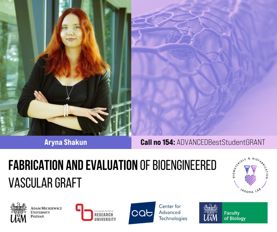 Center for Advanced Technologies (@czt_uam) on Twitter photo 👩🏻🔬 Aryna Shakun, a student from the Department of Biology <a href="/UAM_Poznan/">UAM Poznań</a>, working in <a href="/JagodaLab/">Biomaterials & Biofabrication Laboratory</a>, has received funding from the ID UB UAM call no. 154: ADVANCEDBestStudentGRANT!
🧪 The "Fabrication and evaluation of bioengineered vascular graft" project obtained 5000 PLN funding. 👩🏻🔬 Aryna Shakun, a student from the Department of Biology <a href="/UAM_Poznan/">UAM Poznań</a>, working in <a href="/JagodaLab/">Biomaterials & Biofabrication Laboratory</a>, has received funding from the ID UB UAM call no. 154: ADVANCEDBestStudentGRANT!
🧪 The "Fabrication and evaluation of bioengineered vascular graft" project obtained 5000 PLN funding.