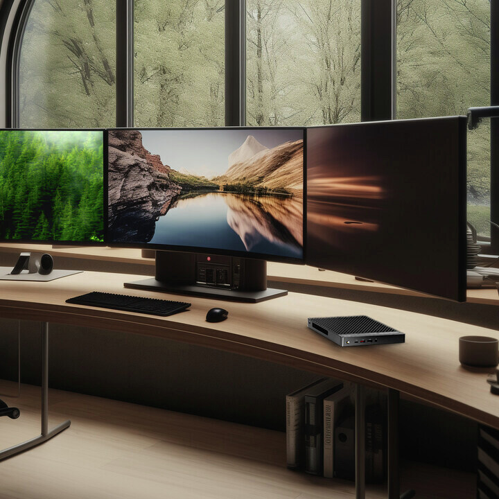 Stwórz swoją własną przestrzeń do pracy dzięki Revo Box! Podłącz aż do 3 monitorów, by pracować wydajniej i tworzyć bez ograniczeń! ✨