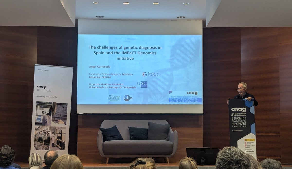 Very inspiring talk by Dr. Angel Carracedo in <a href="/cnag_eu/">CNAG</a> symposium on genome research about challenges in genetic diagnosis in Spain 🧬🏥
