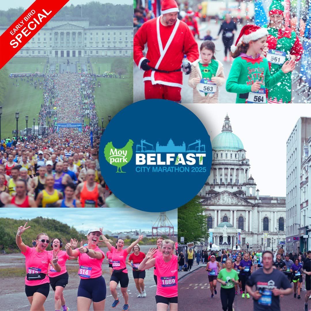 Enjoy early bird pricing 🥳 Available until midnight 30th December!

Marathon, Team Relay &amp; 8 Mile Walk - Sunday 4th May
Women's 10K - Sunday 22nd June
Half Marathon – Sunday 21st September
5K Fun Run - Sunday 16th November

belfastcitymarathon.com