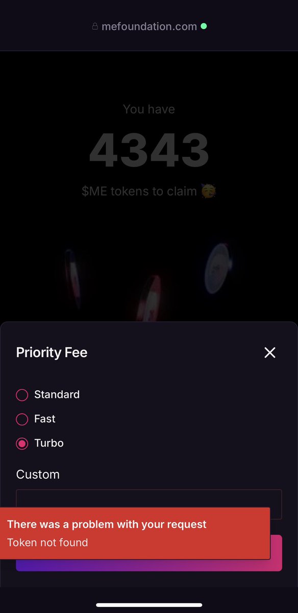 <a href="/MagicEden/">Magic Eden 🪄</a>

1. Even though I linked my wallets, it’s only showing $ME from one.

2. It keeps saying TOKEN NOT FOUND.