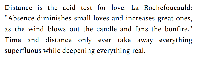Distance is the acid test for love