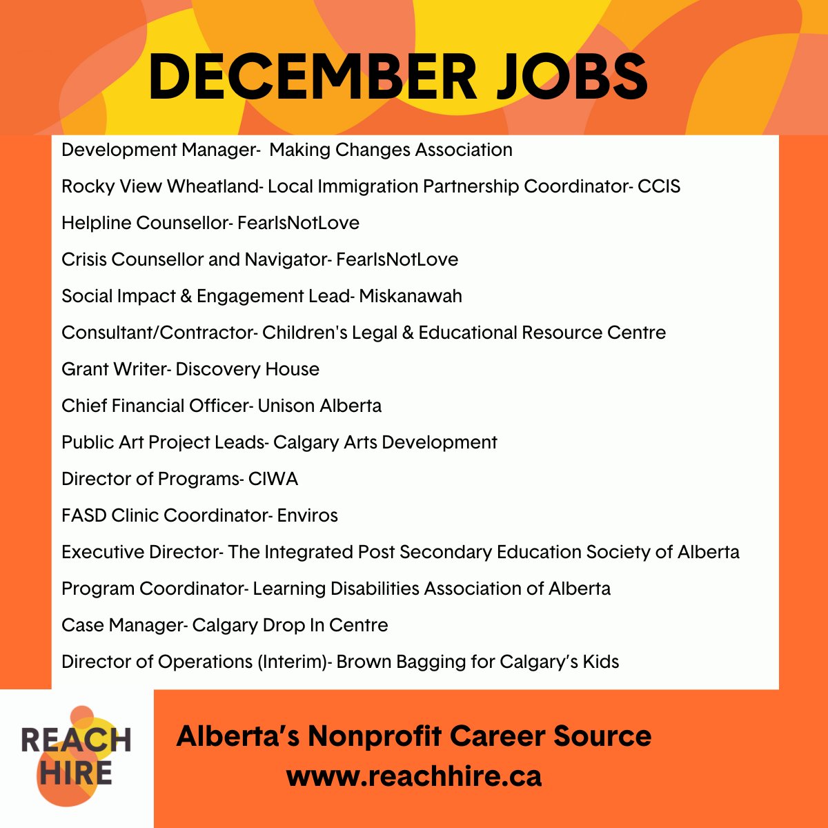 Start the new year with a new job or a new hire!  Reach Hire is Alberta’s go-to platform for nonprofit jobs. Explore current openings and find the perfect fit today: reachhire.ca #yycjobs