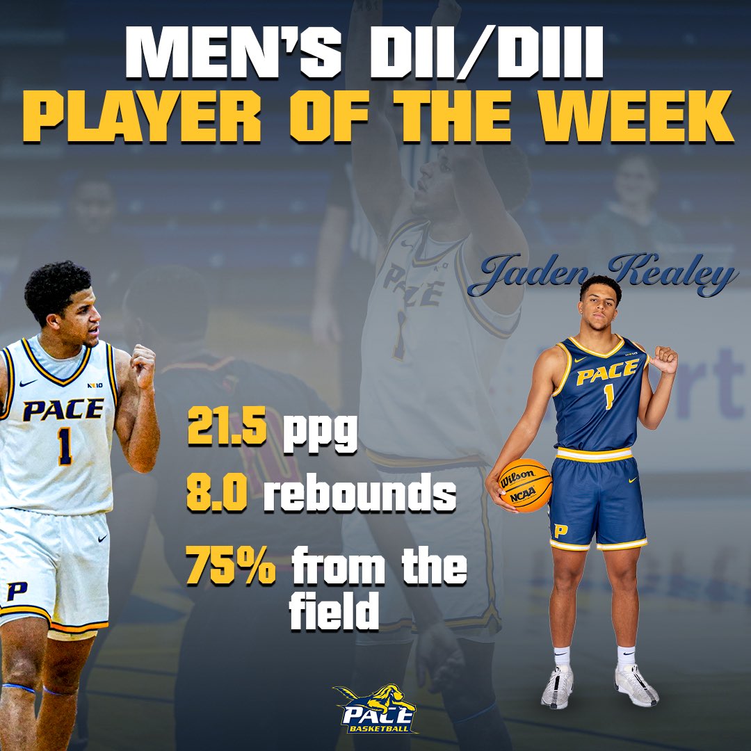 #1 Jaden Kealey has been named DII/DIII Men’s Basketball Player of the week by the Met Basketball Writers Assn 💙💛