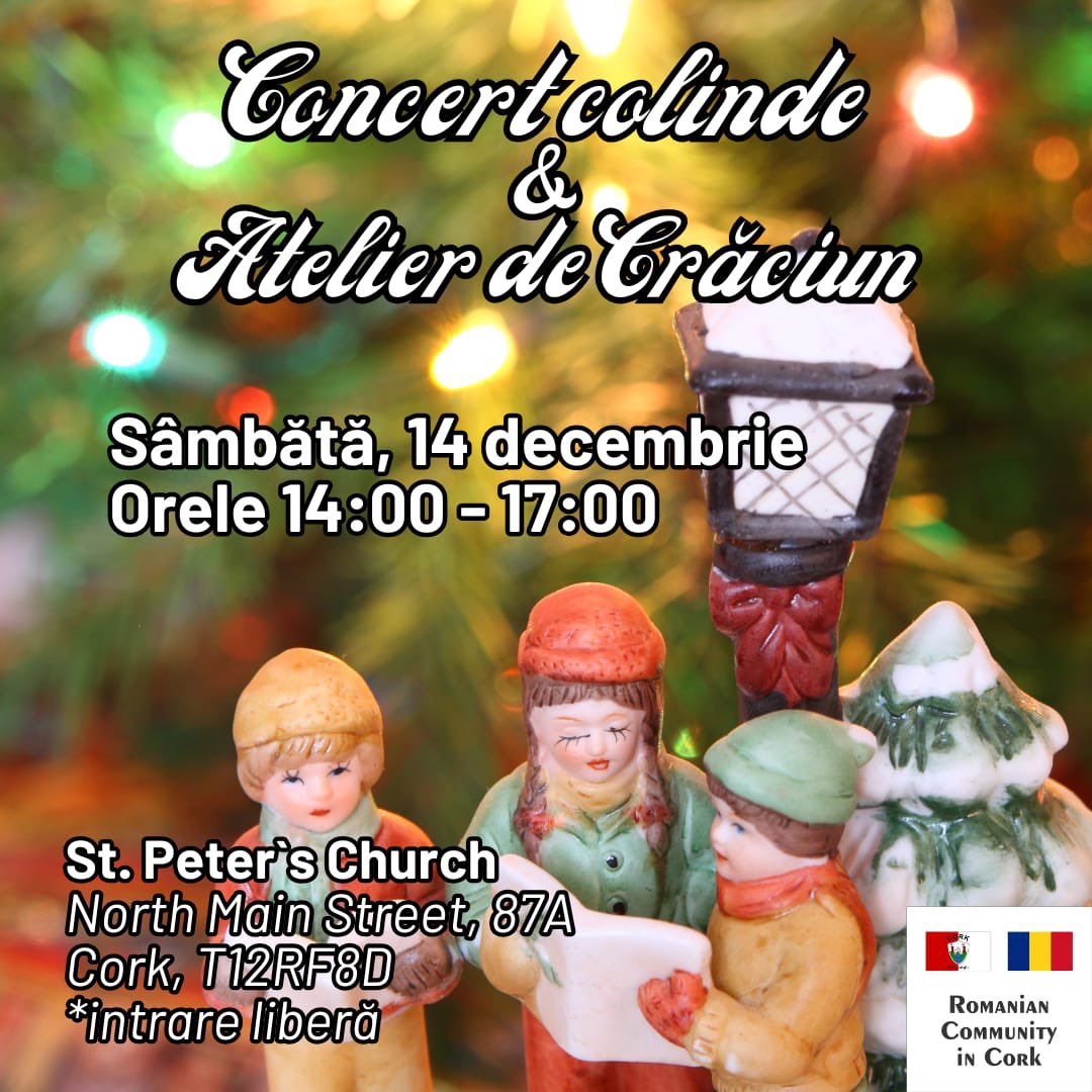 Delighted to invite our local Romanian community to a special event with Christmas carols and Christmas craft workshop for children! All welcome to a moment of joy and celebration!🎄🎁🎼🎉🔔 <a href="/StPetersCork/">St. Peter's Cork</a> #colinde #Cork #traditiisiobiceiuri