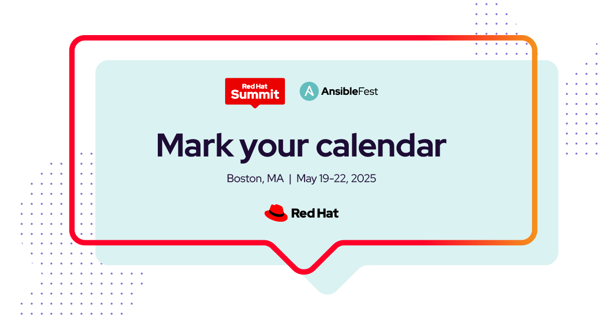 Bring your team to #RHSummit on May 19-22, 2025. Together, you can brush up on your technical skills, network with fellow #tech enthusiasts, and find out what’s next in open source. Save the date: red.ht/3ZEWXCB