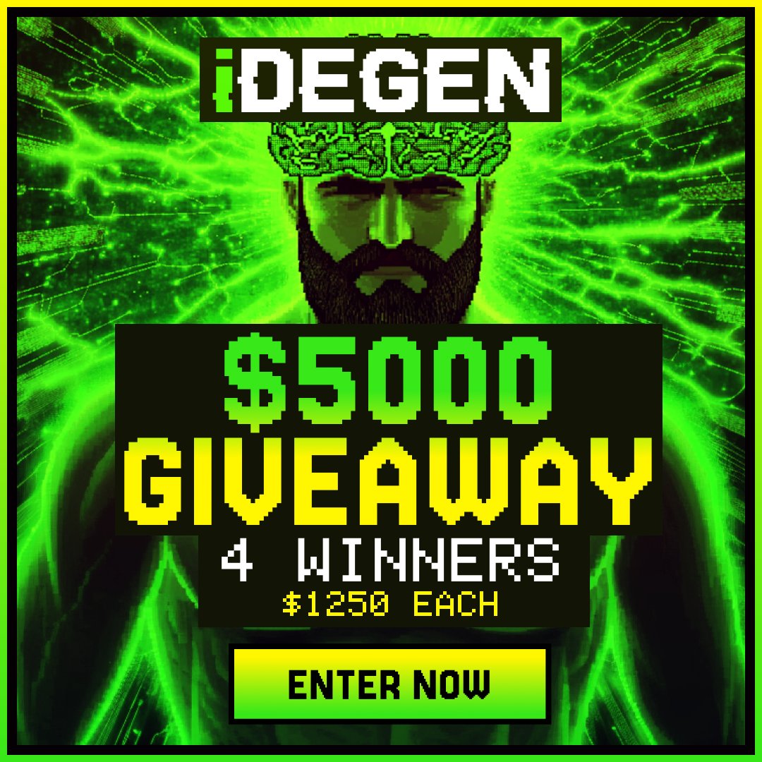 HUGE $5000 $IDGN GIVEAWAY!

We are giving four of you the chance to win $1250 worth of $IDGN 🔥

Tokens will be allocated at our current price of $0.00319, once the presale has ended!

How to enter:
Follow <a href="/iDEGEN_AI/">iDEGEN</a> 
Like + RT this post

Winners will be chosen December 17th 📅