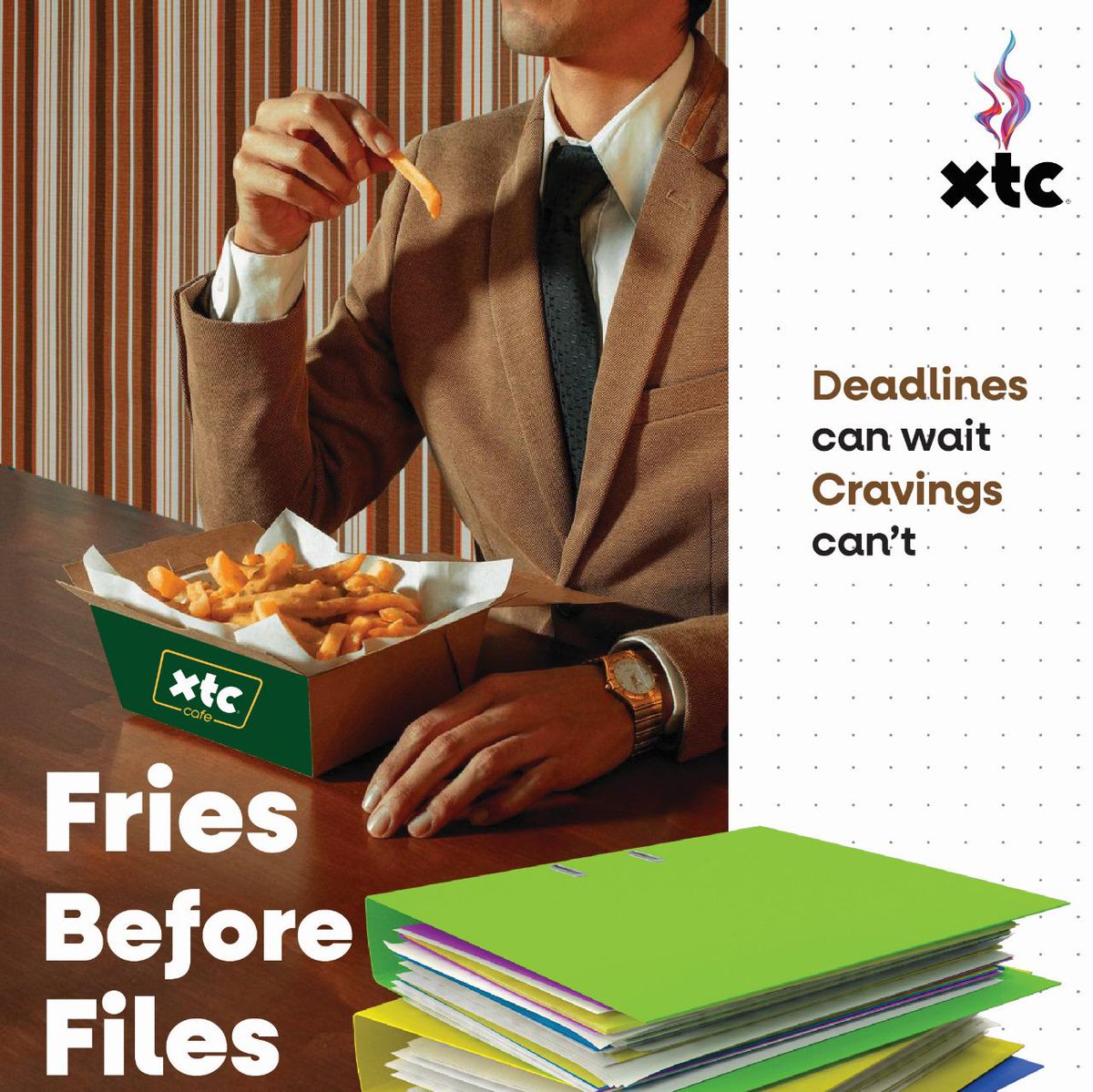 xtc_talks's tweet photo. When hunger calls, work takes a backseat

#fries #deadlines #files #hunger #xtc #xtccafe https://t.co/fxBVCjsJcc