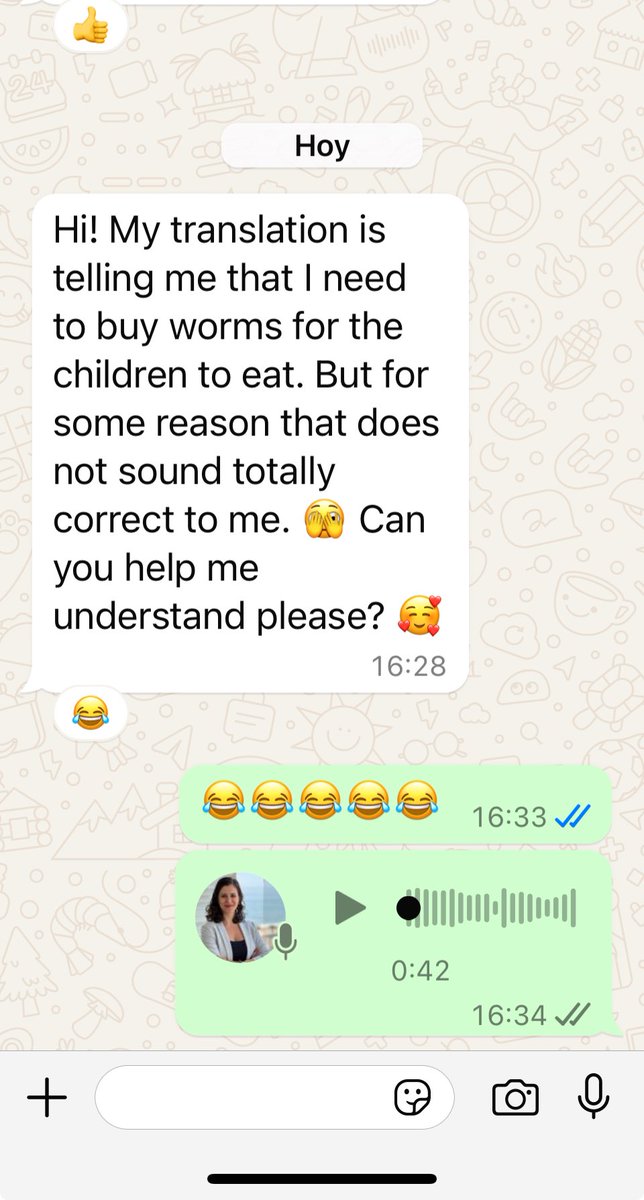 AVInterpreter's tweet image. Cuando la profe de infantil propone hacer las campanadas con gusanitos y una mamá del cole no habla español. 😂😂😂😂