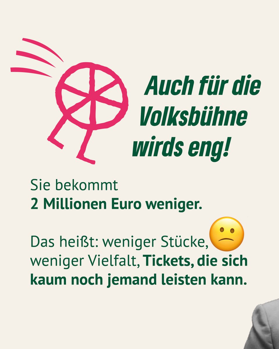 RIP Kultur für alle ⚰️ Hello Kultur für Reiche 👋

Viele Kulturprojekte wurden vom Senat gestrichen. Das trifft vor allem die freie Szene, aber auch große Theater. Besonders schlimm: Der #Museumssonntag ist abgeschafft. Soziale Haushaltspolitik sieht anders aus!

#BerlinIstKultur