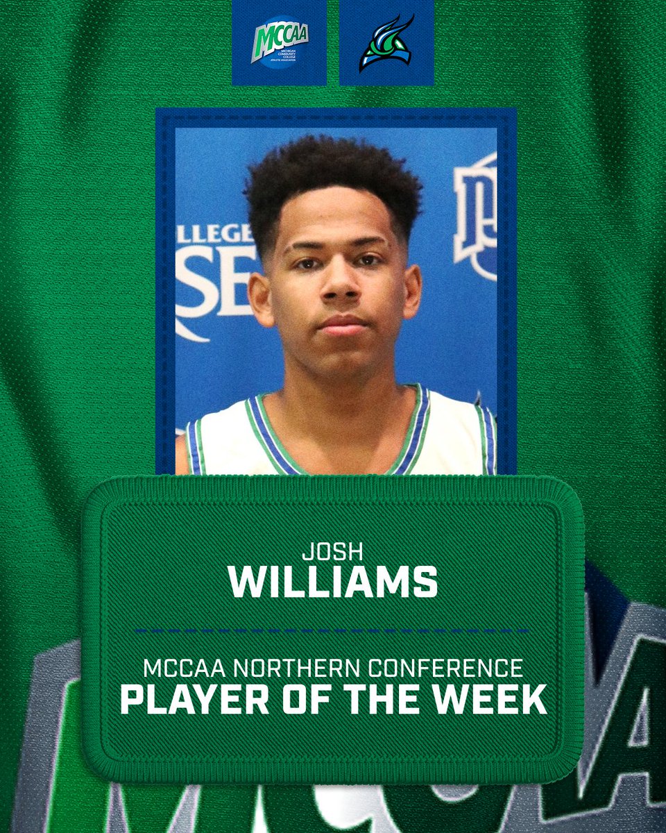 MCCAA (@mccaa1926) on Twitter photo Stepped up big time! 💪
With three starters out, <a href="/BayCollegeNorse/">BayCollegeNorse</a> sophomore guard Josh Williams helped lead the Norse to three wins, including pouring in 32 points in a five-point victory to garner MCCAA Northern Conference Player of the Week honors! Stepped up big time! 💪
With three starters out, <a href="/BayCollegeNorse/">BayCollegeNorse</a> sophomore guard Josh Williams helped lead the Norse to three wins, including pouring in 32 points in a five-point victory to garner MCCAA Northern Conference Player of the Week honors!