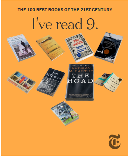 vickiolsen48's tweet image. The New York Times published a list of #100best #books of the #21stcentury. I’ve #read 9 books on the list 
My Brilliant Friend ● Gilead ● The Year of Magical Thinking ● The Road ● Atonement ● Cloud Atlas ● Middlesex ● Demon Copperhead ● Olive Kitteridge

How about you?