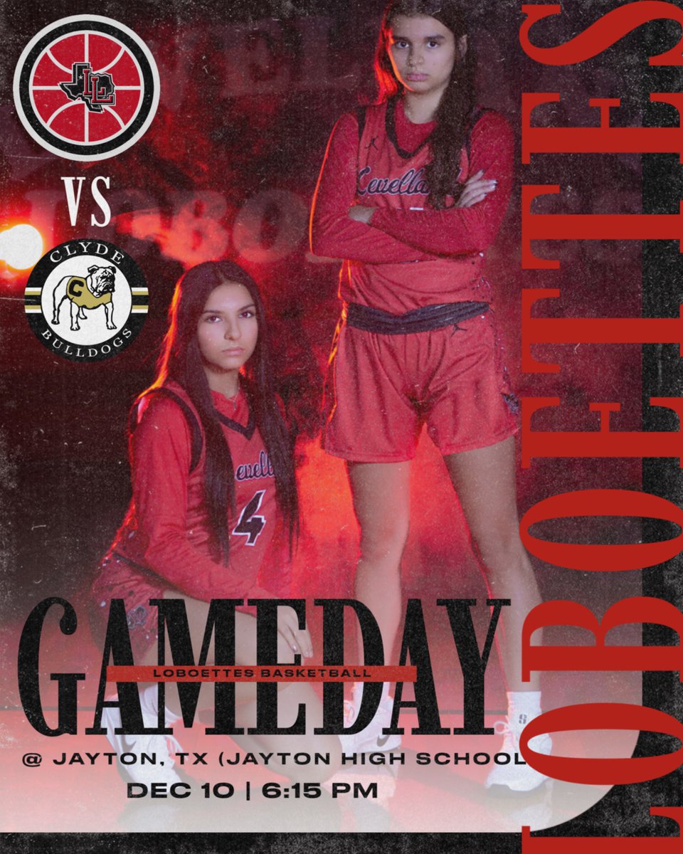 Levelland Loboettes (@lloboettes) on Twitter photo 🚨Game Day!🚨
The Loboettes will take on Clyde Lady Bulldogs in Jayton!!
JV Black - 5PM (Middle School) / Varsity - 6:15PM (High School)
🐺🏀
📍Jayton, TX (Jayton High School Gym)
<a href="/TXHSGBB/">#TXHSGBB—TXHSGBB.com</a>
@KLVTSPORTS
<a href="/byStephenGarcia/">Stephen Garcia</a>
<a href="/Terrytom77/">Terry's Sports Page</a>
<a href="/LLHS_Athletics/">Levelland Athletics</a>
<a href="/Nick_TXHSGBB/">Nick Alvarado (blue checkmark)</a> 🚨Game Day!🚨
The Loboettes will take on Clyde Lady Bulldogs in Jayton!!
JV Black - 5PM (Middle School) / Varsity - 6:15PM (High School)
🐺🏀
📍Jayton, TX (Jayton High School Gym)
<a href="/TXHSGBB/">#TXHSGBB—TXHSGBB.com</a>
@KLVTSPORTS
<a href="/byStephenGarcia/">Stephen Garcia</a>
<a href="/Terrytom77/">Terry's Sports Page</a>
<a href="/LLHS_Athletics/">Levelland Athletics</a>
<a href="/Nick_TXHSGBB/">Nick Alvarado (blue checkmark)</a>