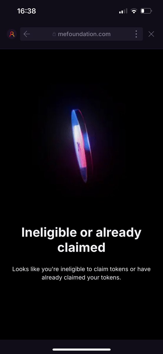 RonnyonNFT's tweet photo. It says that I already claimed $ME or I am ineligible can someone help me https://t.co/6xtNofK2xT