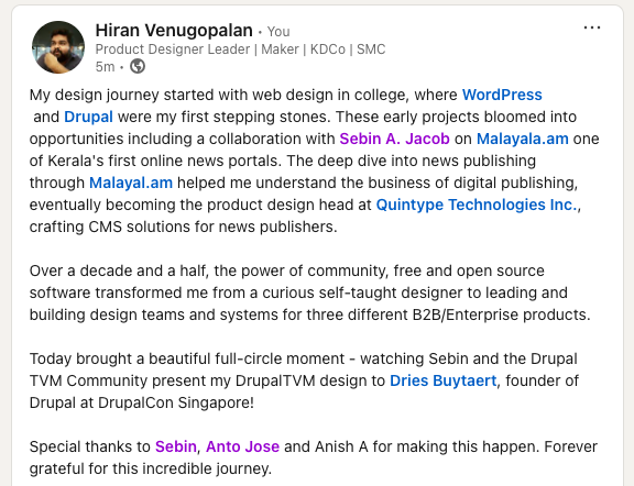 Thanks to DrupalTVM Community, <a href="/antojose/">Anto Jose</a>, <a href="/sebinaj/">absolute_void;</a>  and Anish A. This is exciting!