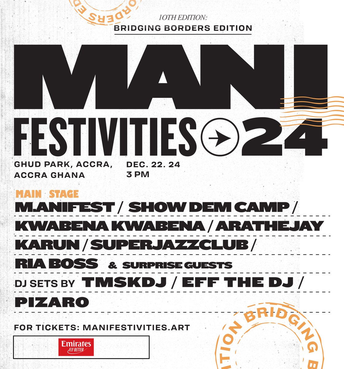 PulseGhana's tweet photo. The stage is set for an unforgettable night! 🎶✨

Catch the biggest names in music at headlining @manifestivefest  2024

M.anifest, Kwabena Kwabena, the Show Dem Camp, SuperJazzClub, Ria Boss, AratheJay, Karun and plenty more surprises in store!

A Thread https://t.co/PvNsihJ8kM