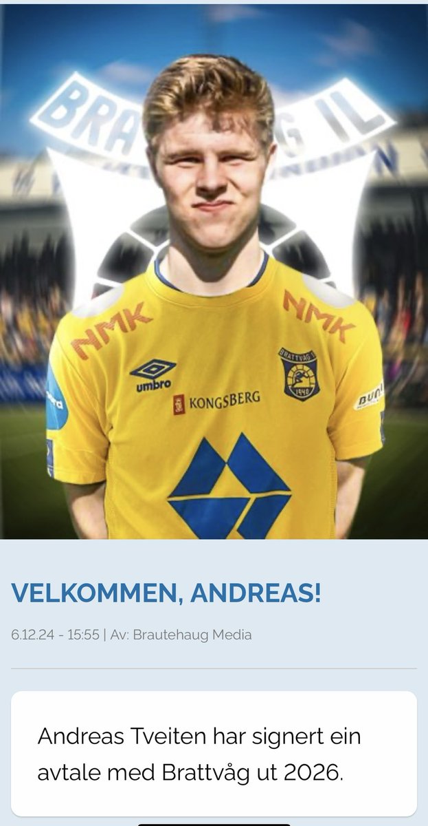 Gratulasjoner til Andreas med kontrakt i ⁦<a href="/BrattvagFotball/">Brattvåg Fotball</a>⁩ .
#HGHmanagenent  #scouting