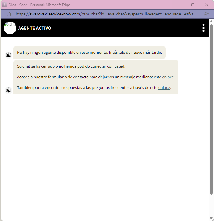 alexdapd's tweet photo. @swarovski llevo 3 horas de espera en llamada. En la segunda hora me cortáis, intento contactar por chat y no está disponible. Solo os interesa el dinero y no la atención al cliente o cómo debo de interpretar esto? https://t.co/B2RgJm2Z9j