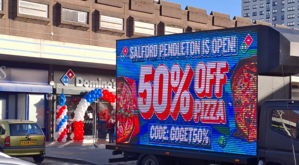 A busy Monday for BSCNE and <a href="/Dominos/">Domino's Pizza</a>!
Four shop openings in one day across Lymm, Ramsey, Bowthorpe, and Pendleton. Teamwork and efficiency at its best.
Here’s to more milestones ahead!
#Marketing #BrandActivation #DominosPizza #DigitalAdvertising #Teamwork