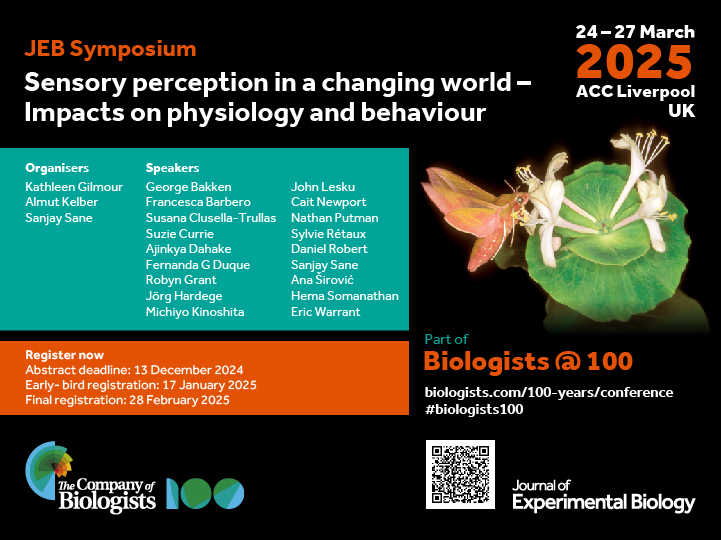 The Company of Biologists (@co_biologists) on Twitter photo The <a href="/J_Exp_Biol/">Journal of Experimental Biology</a> Symposium will be on the topic of 'Sensory perception in a changing world: Impacts on physiology and behaviour'. View the programme and speakers at 100yearsconference.biologists.com/programme/sens…
#biologists100 The <a href="/J_Exp_Biol/">Journal of Experimental Biology</a> Symposium will be on the topic of 'Sensory perception in a changing world: Impacts on physiology and behaviour'. View the programme and speakers at 100yearsconference.biologists.com/programme/sens…
#biologists100